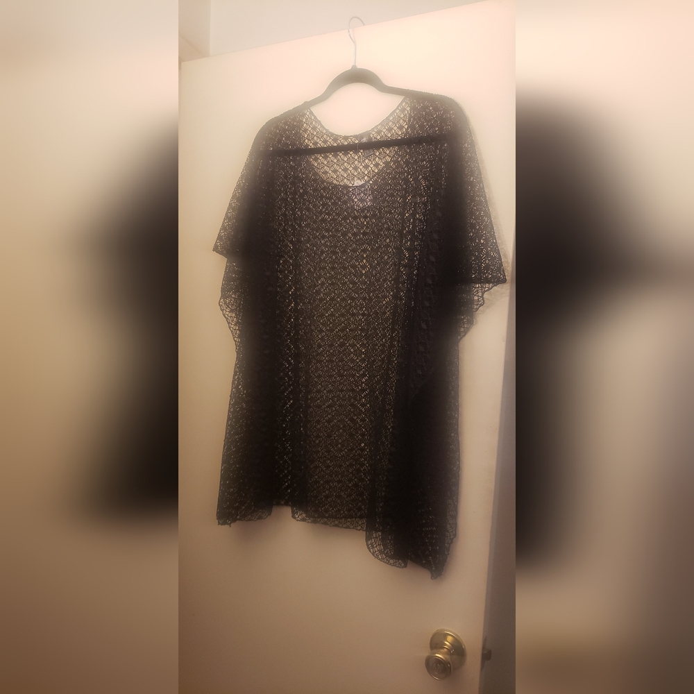 Bathing suit Black Sheer Poncho Top. New with tags